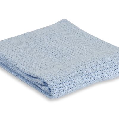 Couverture tricot bleue