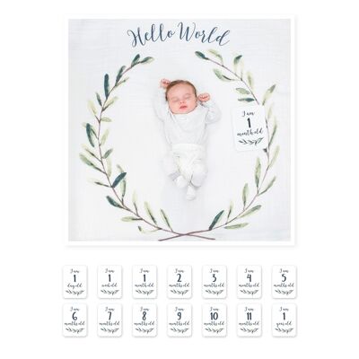 Cotton swaddle & "Hello World" cards