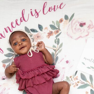Cotton swaddle & "All you need is love" cards