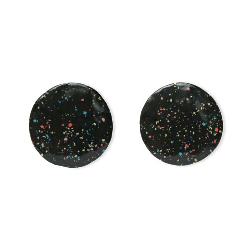 Speckle earrings - BIG (clip) - Black