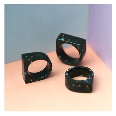 Anello Speckle POINT - NERO