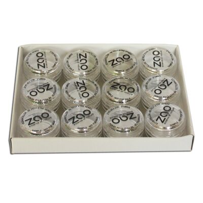 ZAO 12er Box Plastikbecher mit weißem Etikett zum Probieren (3 gr) bio & vegan
