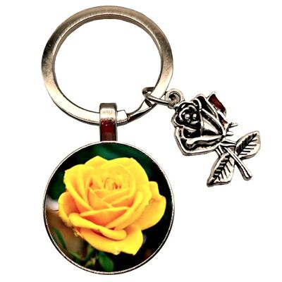 Schlüsselanhänger mit gelber Rose