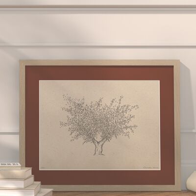 Olivenbaum mit Passepartout und Rahmen | 30cm x 40cm | Casa Otellic