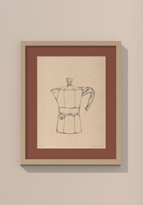 Moka koffiepotje met passe-partout en lijst | 30 cm x 40 cm | Casa Otelli