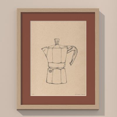 Moka coffee pot with passe-partout and frame | 30cm x 40cm | Casa Otellic