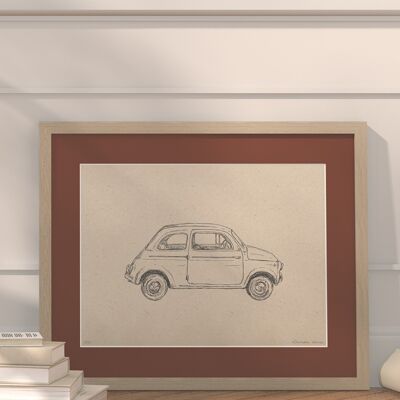 Car 500 with passe-partout and frame | 30cm x 40cm | Casa Otellic