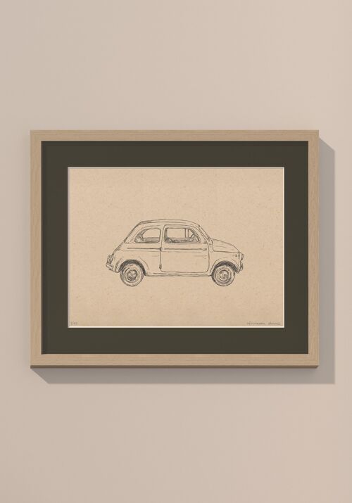 Auto 500 met passe-partout en lijst | 30 cm x 40 cm | Cavolo Nero