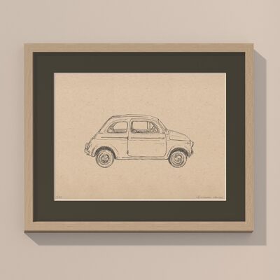 Wagen 500 mit Passepartout und Rahmen | 30cm x 40cm | Cavolo Nero