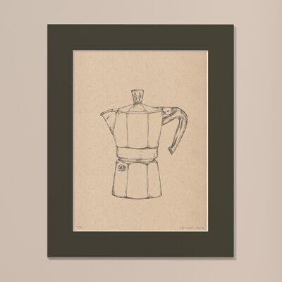 Print Moka coffee pot with passe-partout | 30cm x 40cm | Cavolo Nero
