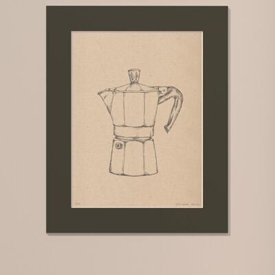 Drucken Kaffeekanne Moka mit Passepartout | 30cm x 40cm | Cavolo Nero