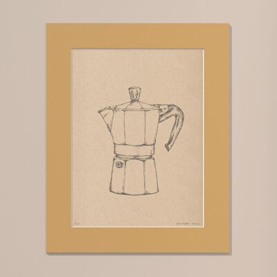 Print Moka coffee pot with passe-partout | 30cm x 40cm | noce