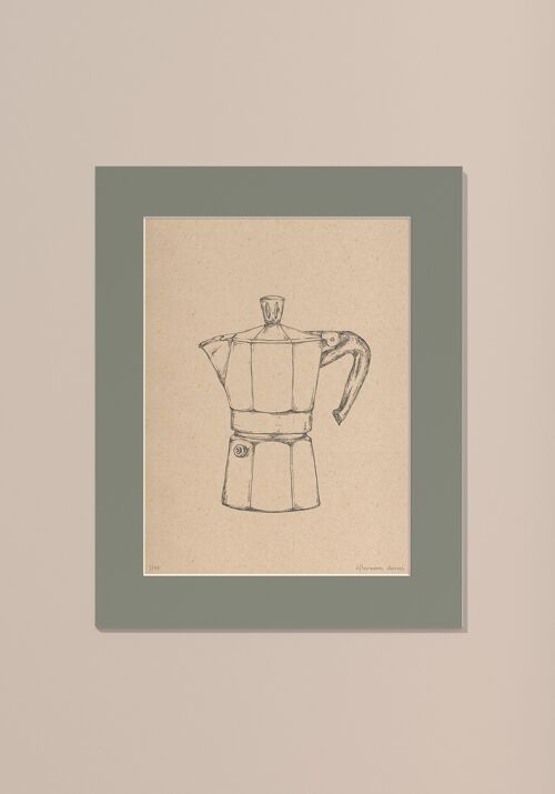 Print Moka koffiepotje met passe-partout | 30 cm x 40 cm | Salvia
