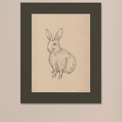 Stampa Coniglio con passe-partout | 30 cm x 40 cm | Cavolo Nero