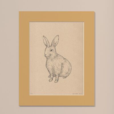 Print Rabbit with passe-partout | 30cm x 40cm | noce