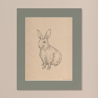Print Rabbit with passe-partout | 30cm x 40cm | salvia