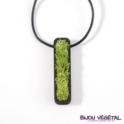Black planter necklace with stabilized lichen