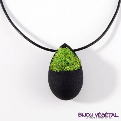Black drop necklace with lichen