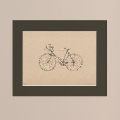 Stampa Bici da corsa con passe-partout | 30 cm x 40 cm | Cavolo Nero