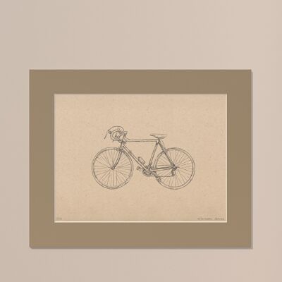 Print Road bike with passe-partout | 30cm x 40cm | lino