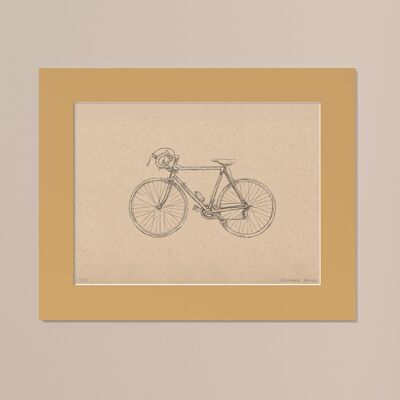 Stampa Bici da corsa con passe-partout | 30 cm x 40 cm | noce