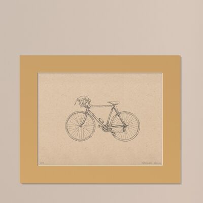 Print Road bike with passe-partout | 30cm x 40cm | noce
