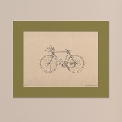 Imprimir Bicicleta de carretera con paspartú | 30cm x 40cm | Olivo