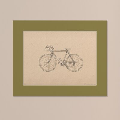 Stampa Bici da corsa con passe-partout | 30 cm x 40 cm | Olivo