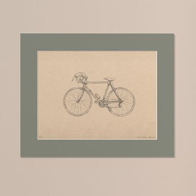 Imprimir Bicicleta de carretera con paspartú | 30cm x 40cm | salvia