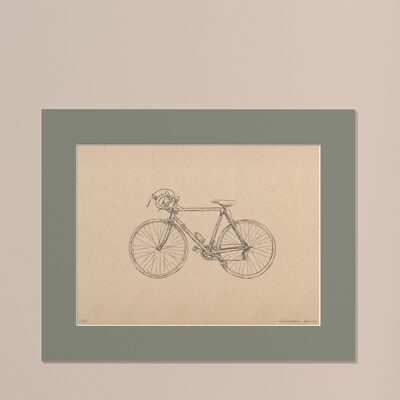 Stampa Bici da corsa con passe-partout | 30 cm x 40 cm | salvia