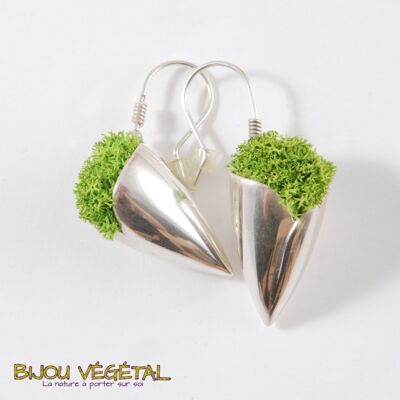 Boucles d'oreilles Prestige Tulipe argent avec du lichen