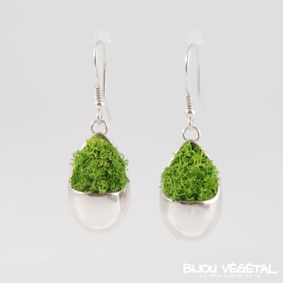 Prestige drop earrings silver with lichen