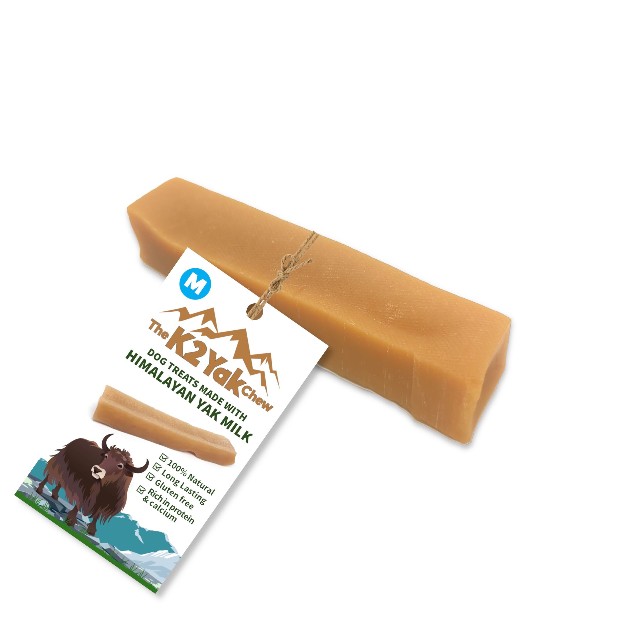 K2 Yak Chews - Golosinas naturales de larga duración para perros (tamaño mediano, 70-80 g)