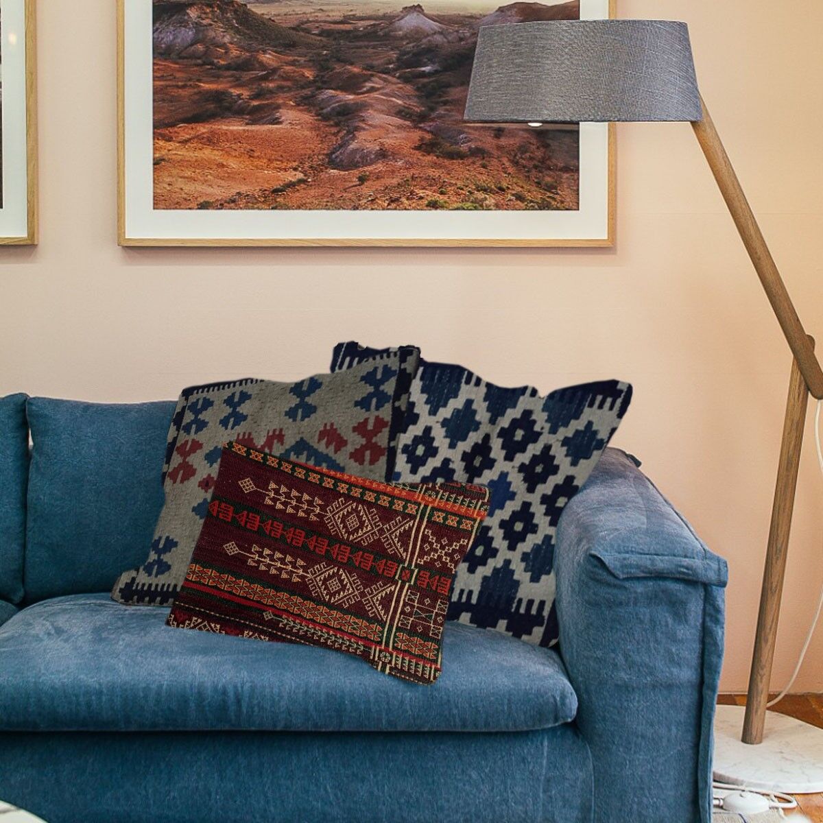 Housse de coussin en liège tissé à la main Baluchi Kilim