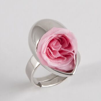 Bague Prestige argent Goutte avec une jolie rose coloris rose claire 2