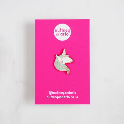 Happy Unicorn Enamel Pin - Green