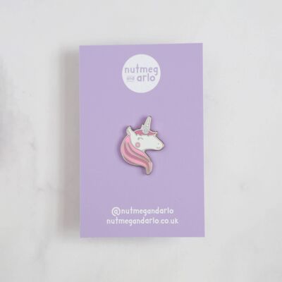 Happy Unicorn Enamel Pin - Pink