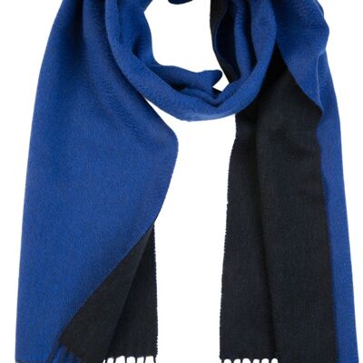 Blue double-sided cashmere scarf
