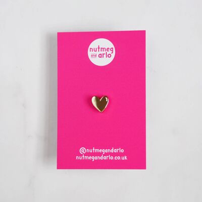 Tiny Heart Enamel Pin - Gold