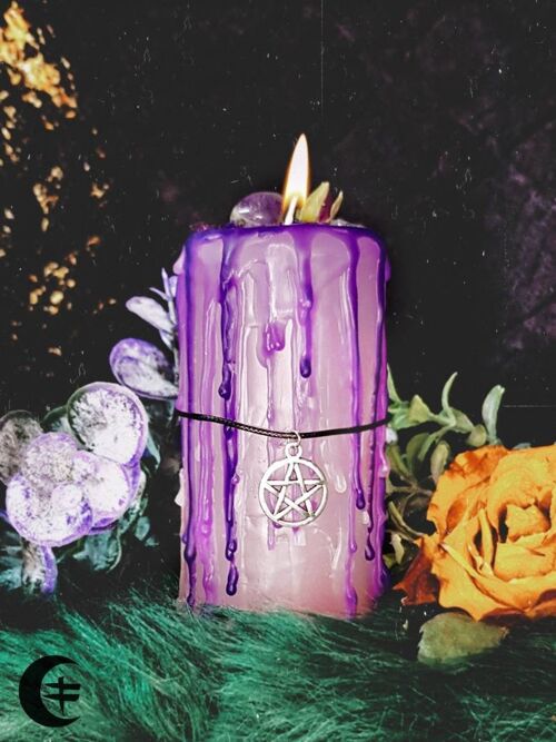 Amethyst Crystal, Dripping pillar candle, UNSCENTED!