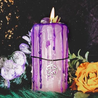 Amethyst Crystal, Dripping pillar candle, UNSCENTED!