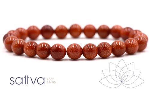 Sattva | Goldstone 8mm mala edelsteen armband in kado zakje Goudsteen