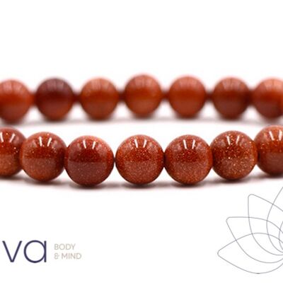 Sattva | Goldstone 8mm Mala Edelsteen Armband in kado zakje Goudsteen