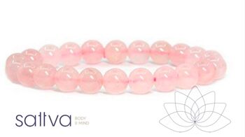 AMOUR DE SOI | Bracelet holistique cristal 8mm mala dans un sac cadeau Quartz Rose