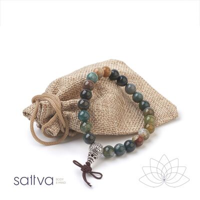 Sattva | Kralen elastische brazalete Mala 8 mm INDIAN AGAAT Innerlijke rust & bewustzijn