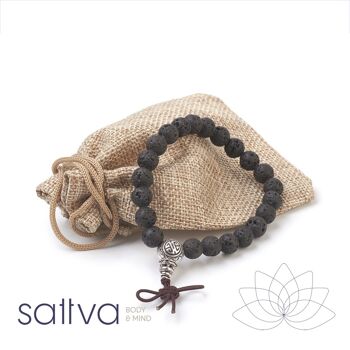 Satva | Bracelet mala Black Lava 8mm avec perle GURU 2