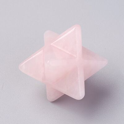 Sattva-Felsen | Merkaba Kristalledelstein Star Roze Quartz ±23x28mm acht Punkte Stern