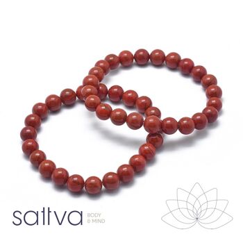 COURAGE Mala Bracelet de Guérison Cristal Jaspe Rouge Reiki ±6mm 2