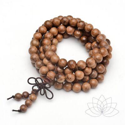 Sattva | Madera 8 mm cuenta Mala 108 cuentas Mantra Meditación Yoga en bolsa de regalo