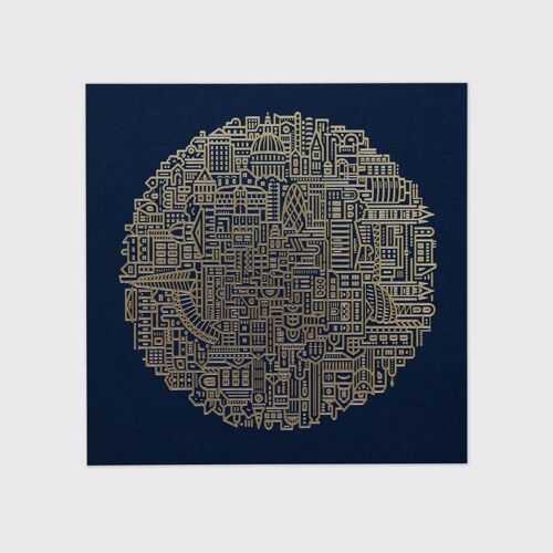 London Gold Foiled Print – Blue